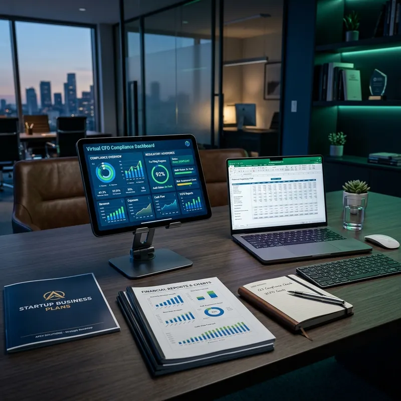 A laptop showing business growth analytics and financial reports, representing virtual CFO services